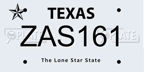 ZAS161 Texas License Plate