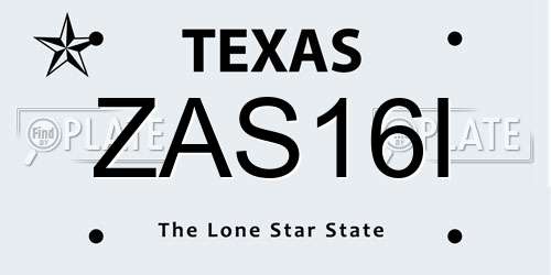 ZAS16I Texas License Plate