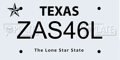 ZAS46L Texas License Plate
