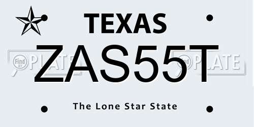 ZAS55T Texas License Plate