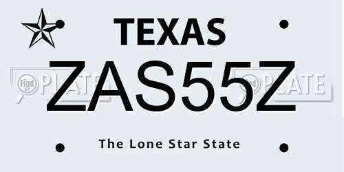 ZAS55Z Texas License Plate