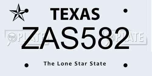 ZAS582 Texas License Plate