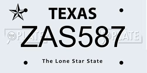 ZAS587 Texas License Plate