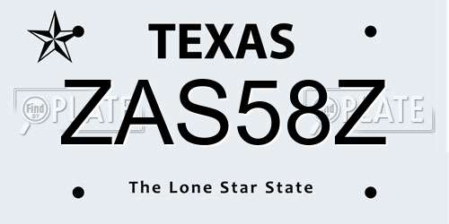 ZAS58Z Texas License Plate