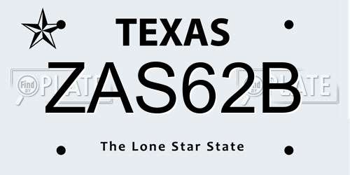 ZAS62B Texas License Plate
