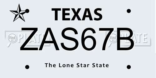 ZAS67B Texas License Plate