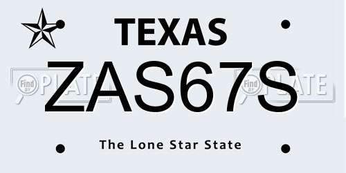 ZAS67S Texas License Plate