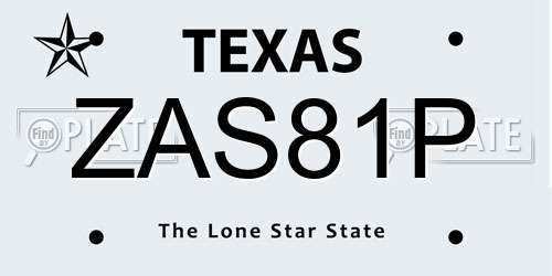 ZAS81P Texas License Plate