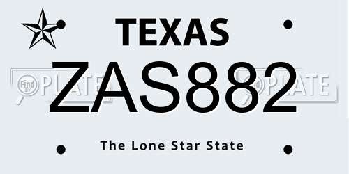 ZAS882 Texas License Plate