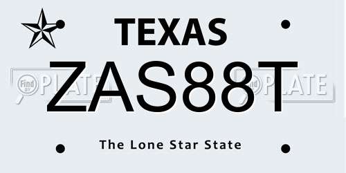 ZAS88T Texas License Plate
