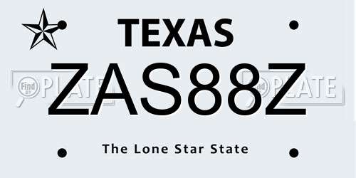 ZAS88Z Texas License Plate