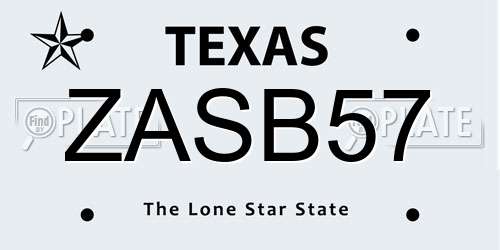 ZASB57 Texas License Plate
