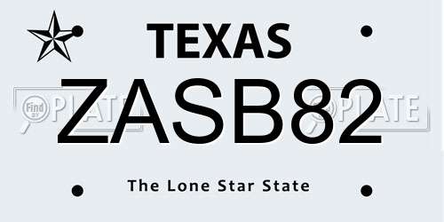 ZASB82 Texas License Plate