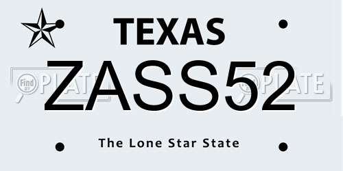 ZASS52 Texas License Plate