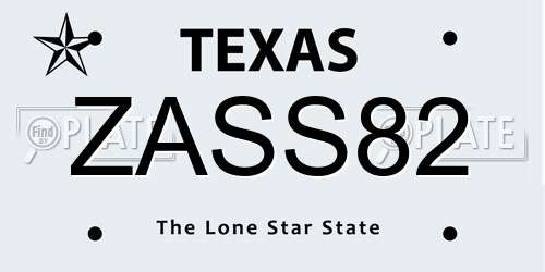 ZASS82 Texas License Plate