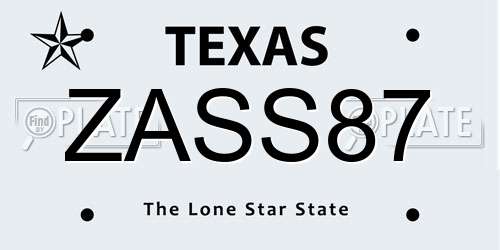 ZASS87 Texas License Plate