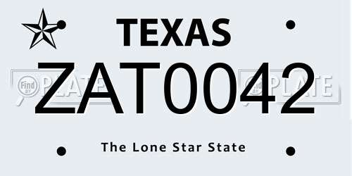 ZAT0042 Texas License Plate
