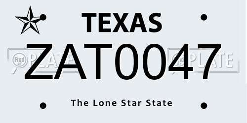 ZAT0047 Texas License Plate