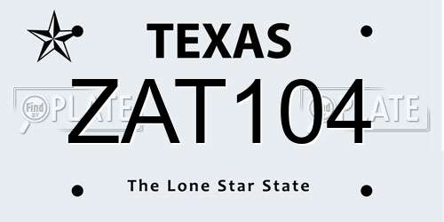 ZAT104 Texas License Plate