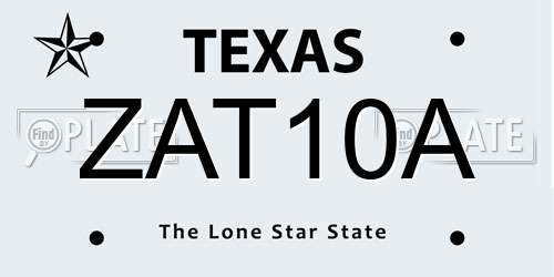 ZAT10A Texas License Plate