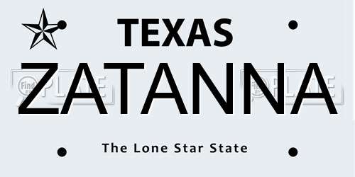 ZATANNA Texas License Plate