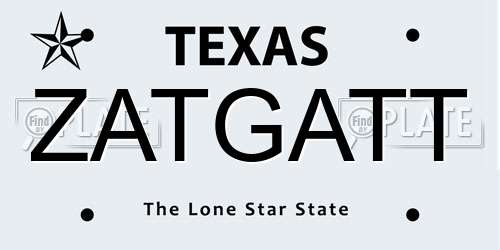 ZATGATT Texas License Plate
