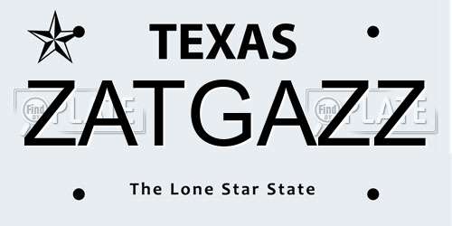 ZATGAZZ Texas License Plate