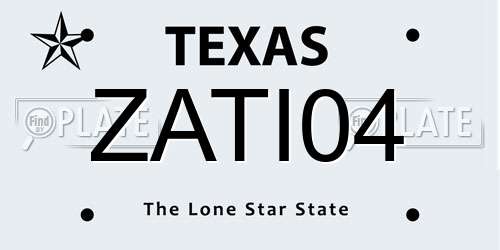 ZATI04 Texas License Plate