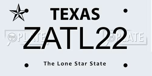 ZATL22 Texas License Plate