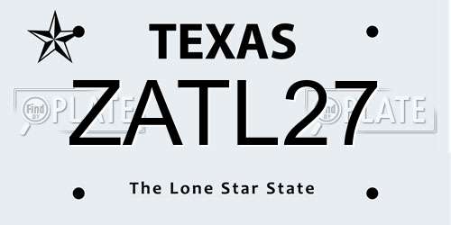 ZATL27 Texas License Plate