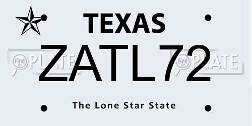 ZATL72 Texas License Plate