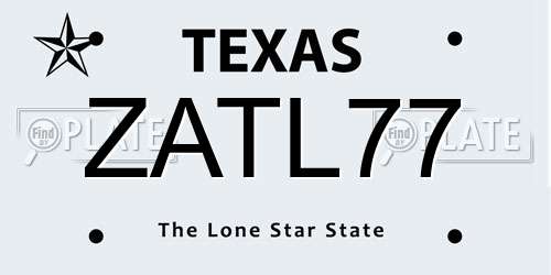 ZATL77 Texas License Plate