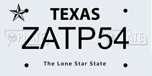 ZATP54 Texas License Plate