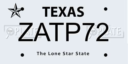 ZATP72 Texas License Plate
