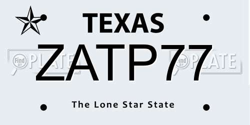 ZATP77 Texas License Plate