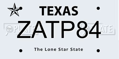 ZATP84 Texas License Plate