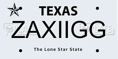 ZAXIIGG Texas License Plate