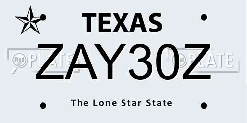 ZAY30Z Texas License Plate