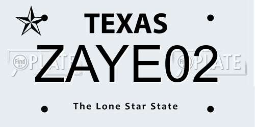 ZAYE02 Texas License Plate