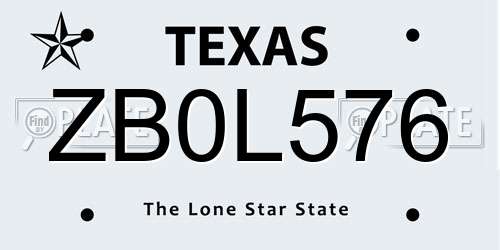 ZB0L576 Texas License Plate