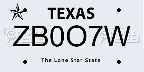 ZB0O7W Texas License Plate