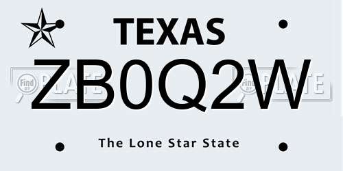 ZB0Q2W Texas License Plate