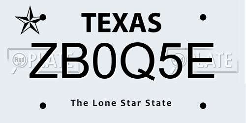 ZB0Q5E Texas License Plate