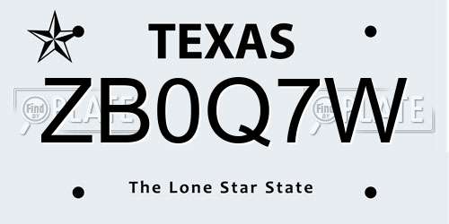 ZB0Q7W Texas License Plate