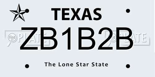 ZB1B2B Texas License Plate