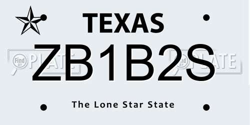 ZB1B2S Texas License Plate