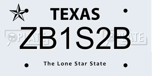 ZB1S2B Texas License Plate