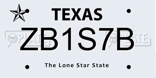 ZB1S7B Texas License Plate