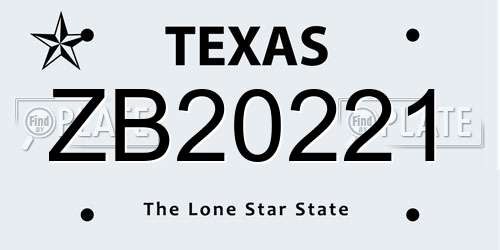 ZB20221 Texas License Plate