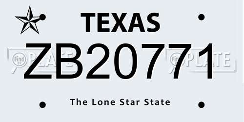 ZB20771 Texas License Plate